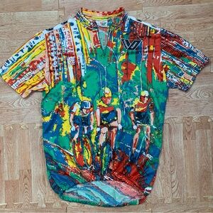 VTG Vittore Gianni Cycling Jersey Men’s Large Art/Painting 80s Biking Sportswear
